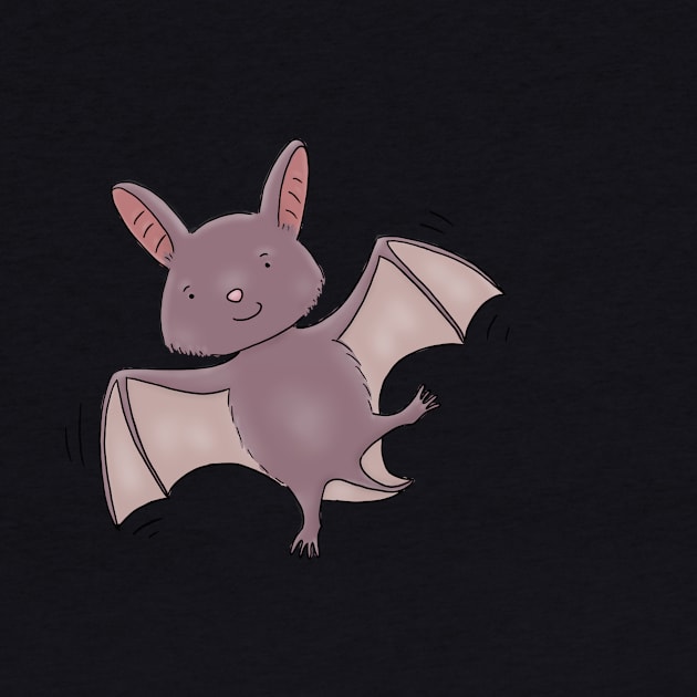 Cute happy baby bat flying cartoon illustration by FrogFactory